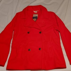 Girls Coral Pea Coat